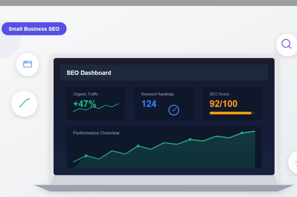 Best SEO plugin for small business dashboard illustration